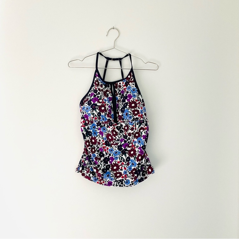 NWT Anne Cole Multicolor Floral Swim Top Tankini Size L.
